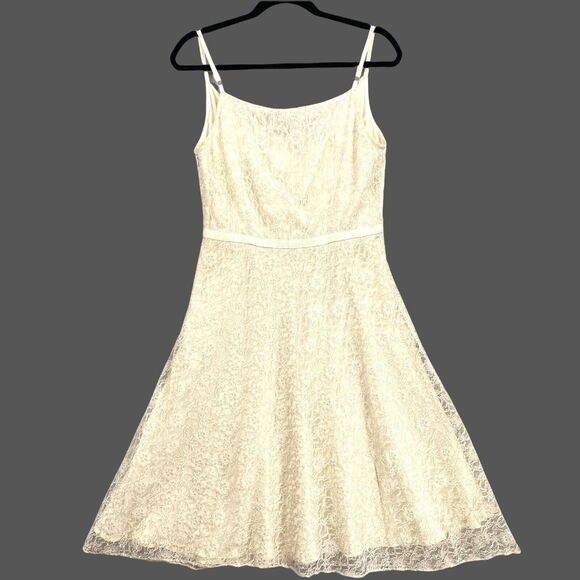Lace Prom Party Dress S/M White Midi Rhinestone Bead Fairy Western Babydoll NWT - Picture 2 of 12